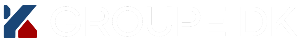 Logo linéaire Groupe DK écriture blanche